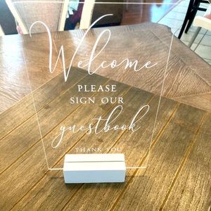 Welcome guest book acrylic wedding sign